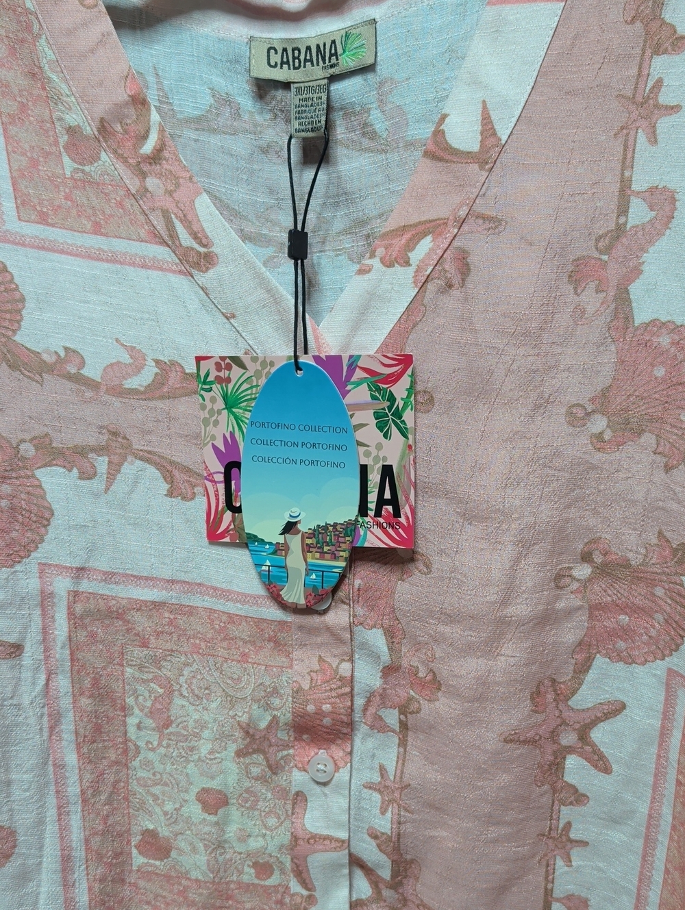 NWT Cabana Pink Printed V-Neck Blouse